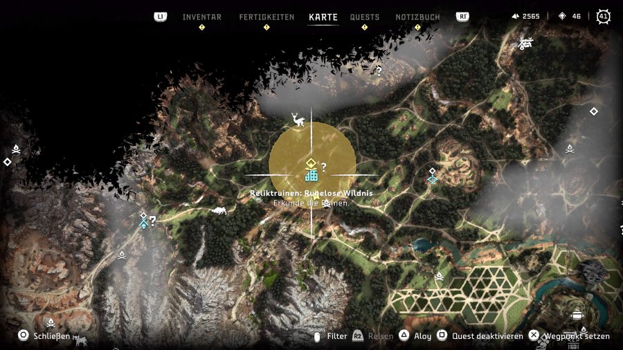 Horizon Forbidden West Reliktruine in der ruhelosen Wildnis (Level 15