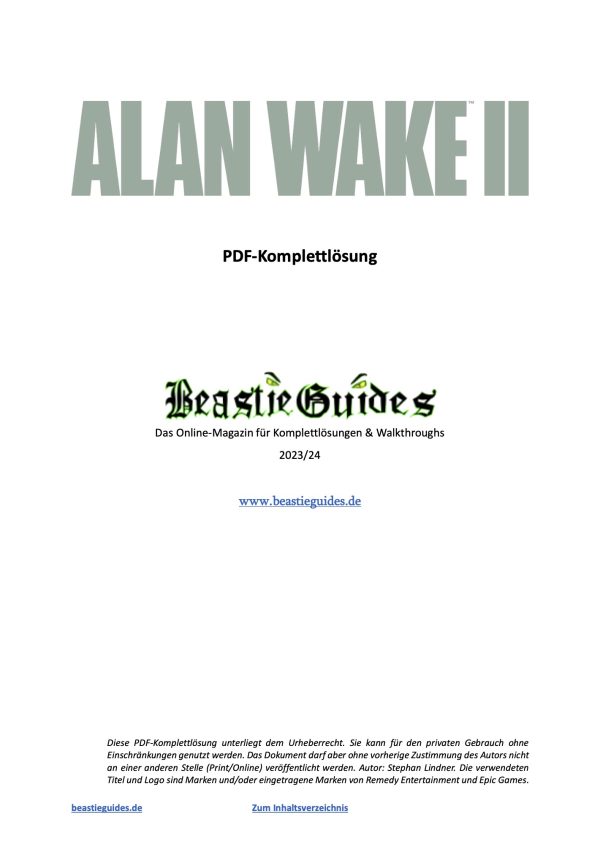 Das Lösungsbuch zu Alan Wake 2 im PDF-Format